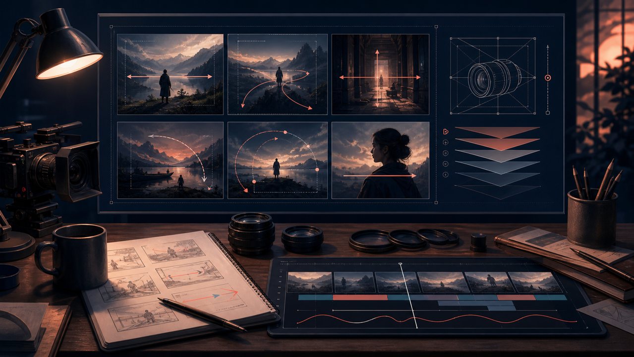 AI 创作镜头提示词示意图