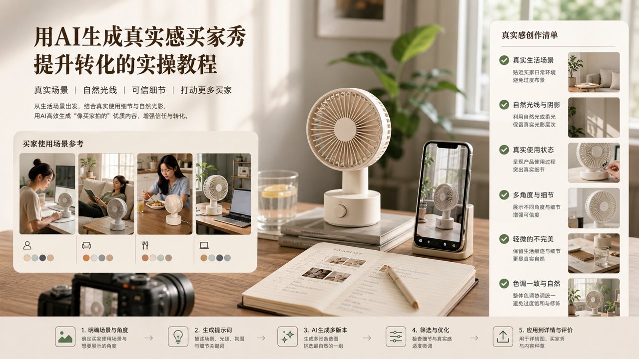 AI 电商商品生活场景展示示意图