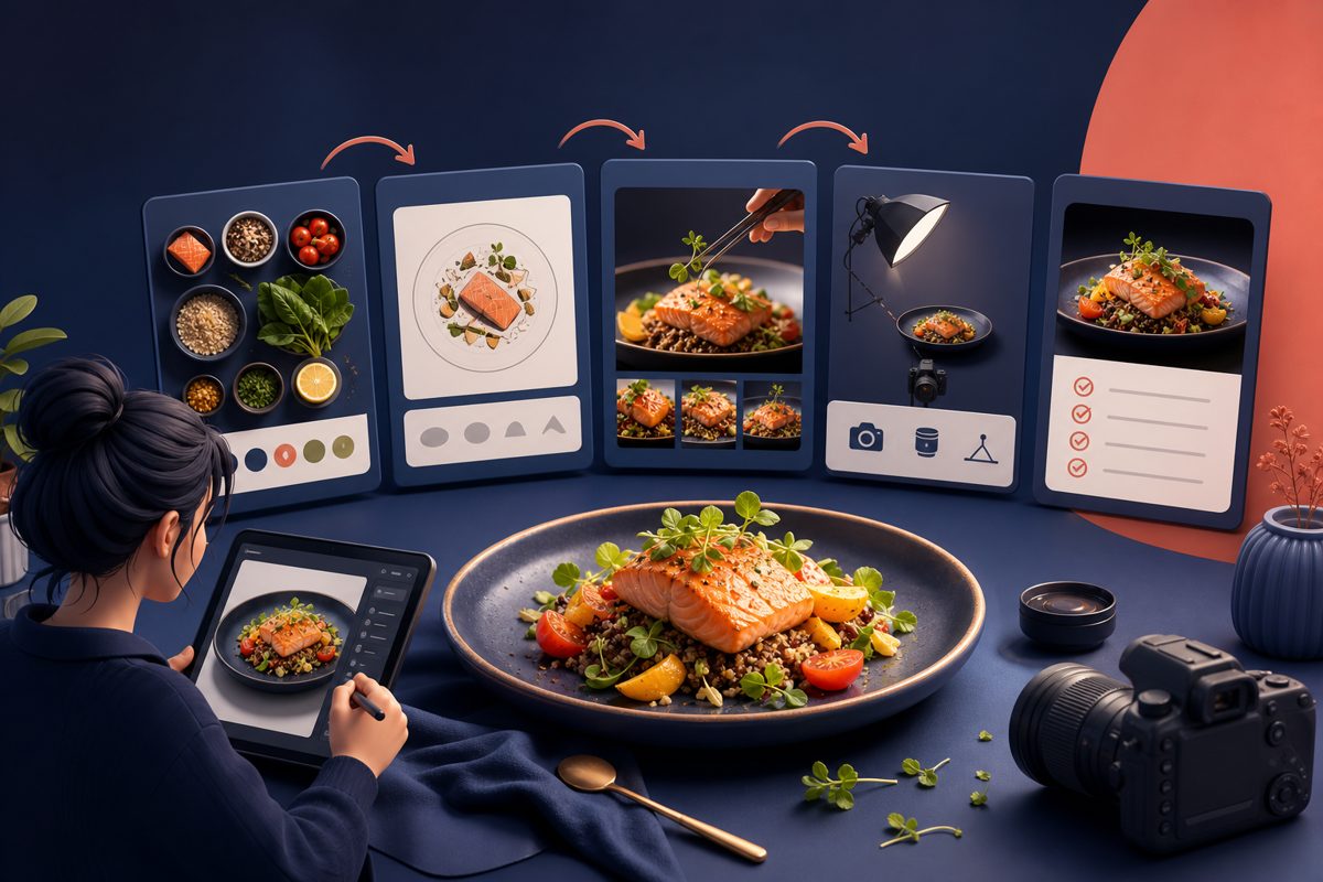 AI 美食创作提示词菜品画面与成片检查