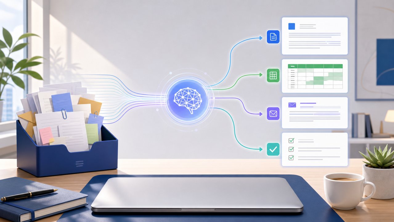 AI 办公提示词工作流示意图
