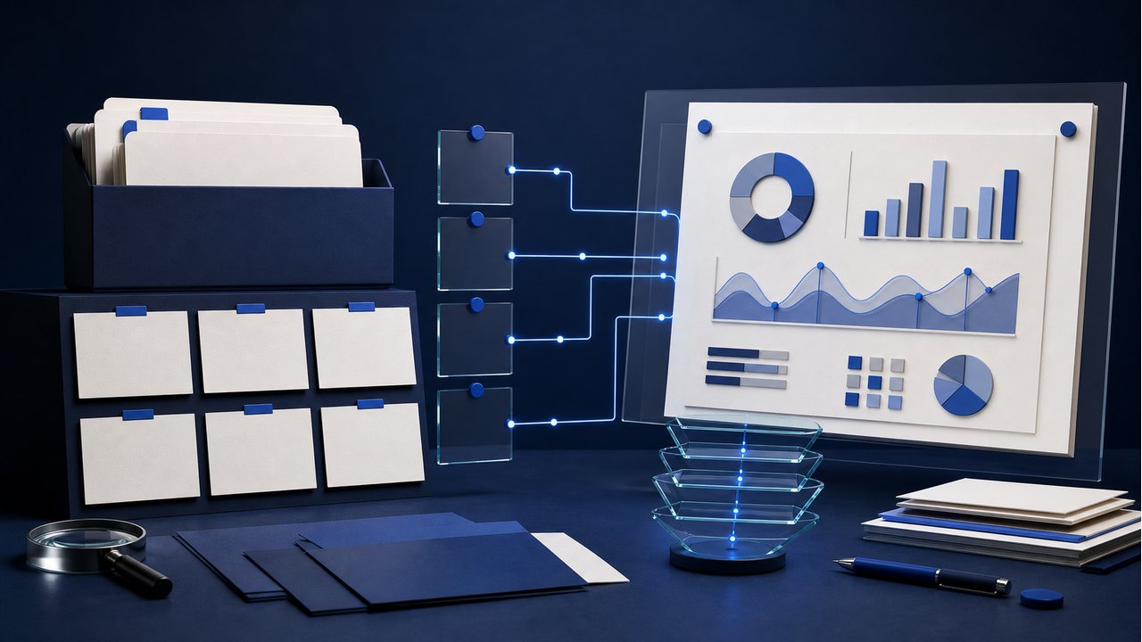 AI 数据分析的证据链与图表示意图