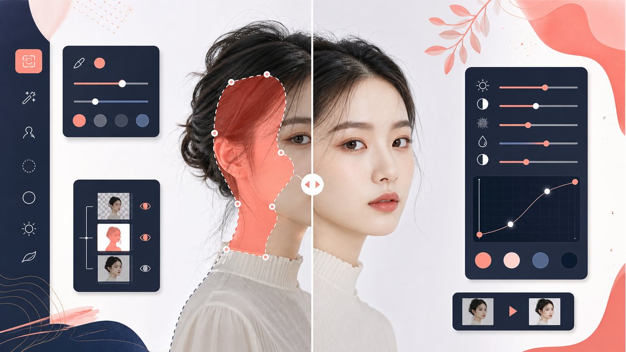 AI 局部修图保护区和修改区示意图