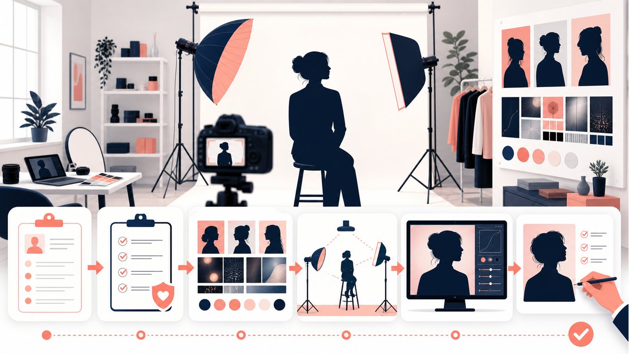AI 写真馆需求授权与人工审核流程示意图