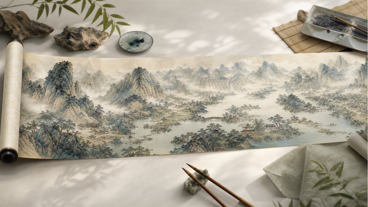 AI 画卷提示词：用叙事动线组织长幅山水与细节